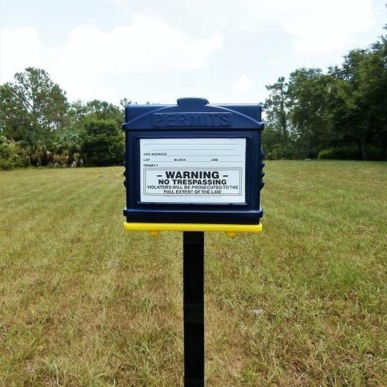 EZ Permit Box w/Post & Post Spike Blue and Yellow
