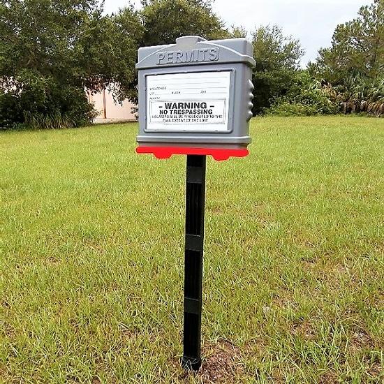 EZ Permit Box w/Post & Post Spike Gray and Red