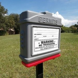 EZ Permit Box w/Post & Post Spike Gray and Red